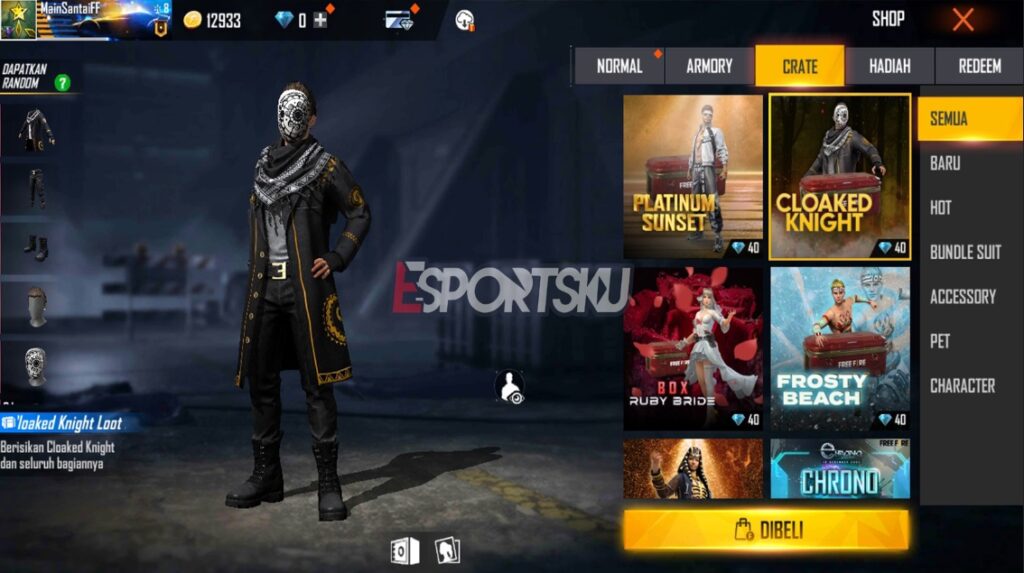 Berapa Harga Bundle Cloaked Knight Epic Free Fire (FF)?  – Esportsku