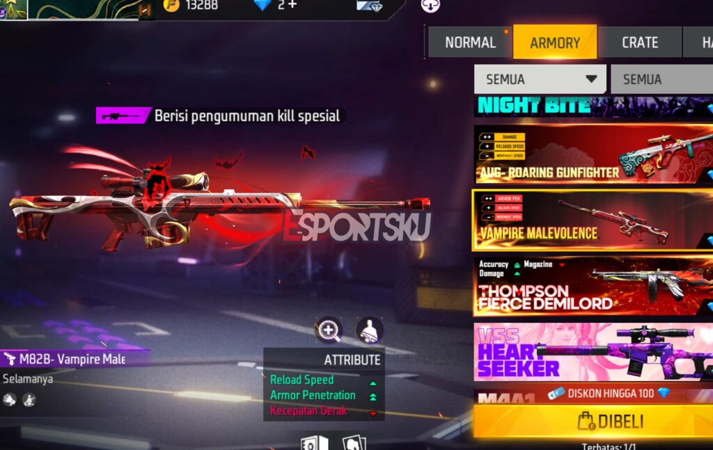 Berapa Harga Skin M82B Vampire Malevolence Epic Free Fire (FF)?  – Esportsku